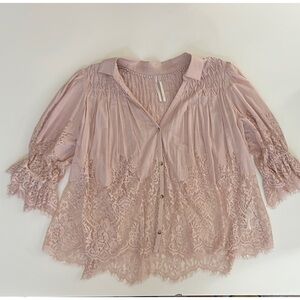 Elegant Pink Lace Women's Top